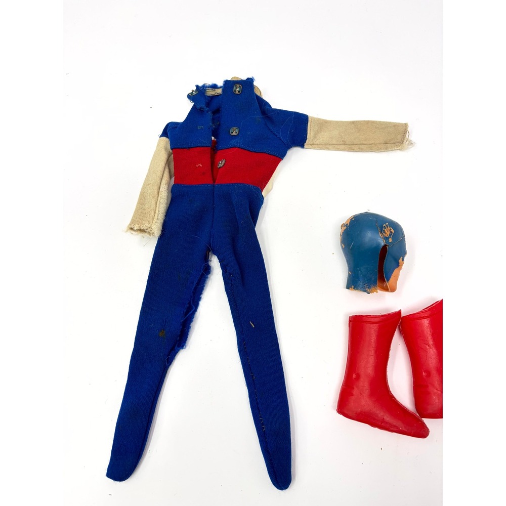 Vintage 1966 Ideal Captain Action Captain America Outfit Boots Mask Parts Set - Picture 7 of 7